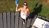 Drone SPY helicóptero Mulher na piscina – Dá errado! DJI Fantasma 4 Bater