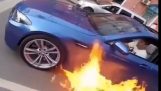 BMW M5 CATCHES ON FIRE!!