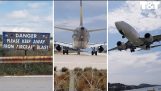 Turisti Blown haltuun suihkuvirtaukselle Skiathos Airport