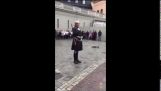 Swedish Guards steps on lego