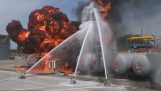 Robot firefighting test exercise