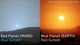 Solnedgangen på Jorden og på Mars