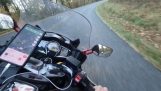 A motorcycle at 87 km/h collides with a deer