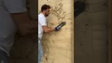 Δημιουργία τεχνητού πέτρινου τοίχου από τσιμέντο