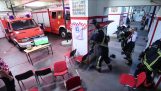 Kroatische brandweermannen kijken naar de World Cup