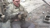 Rescuing a cat after the fires in California