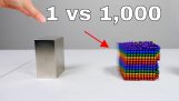 Large neodymium magnet against small magnets