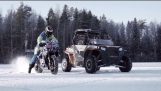 UTV vs Motorbike ON ICE