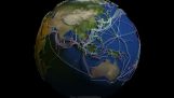 The submarine fiber optic network around the world
