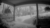 Vaikuttava lumisade Binghamtonissa New Yorkin osavaltiossa (YHDYSVALLAT)