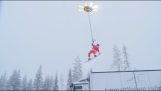 Flyvende Santa Claus med en drone