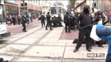 A polícia contra os manifestantes nos Estados Unidos