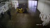 Hurricane totally destroys a warehouse