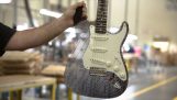 An electric guitar from cardboard