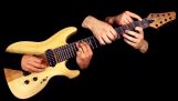 Drie gitaristen spelen “Een” van Metallica op een gitaar