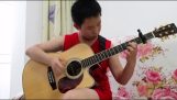 12 år gammal gitarrist spelar otro “Thunderstruck”