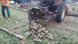 Řezání dřeva s provizorní mechanismem