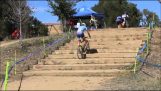 Going up the stairs with the bike