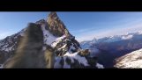 En drone over de schweiziske alper