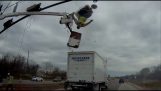 Truck hits worker on crane
