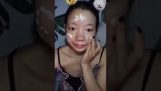 Uma mulher é transformado por maquiagem