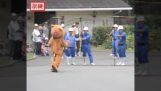Exercise for a lion escape in Japan