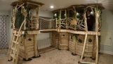 He built a tree house in the children's room