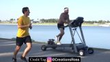 Passing joggere med en motoriseret løbebånd