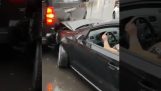 Woman causes accident and tries to leave the scene