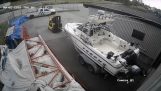 Moving a boat with a forklift
