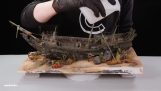 Sænket skib i harpiks (diorama)