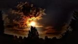 A meteor illuminates the sky