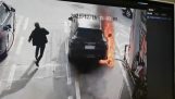 Arsonist at a gas station