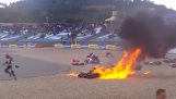 Moto2 GP में भीषण मोटरसाइकिल दुर्घटना