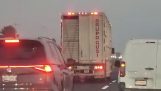 Truck driver does not want to be overtaken by anyone