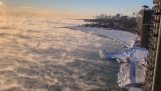 Cold spell makes Lake Michigan resembles boiling cauldron