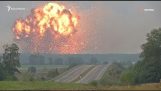 Exploze skladiště střeliva na Ukrajině